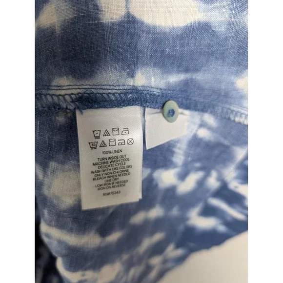 Tahari Dress Womens S Blue Short Tie Dye Sundress A-Line Linen Pockets - Picture 3 of 8